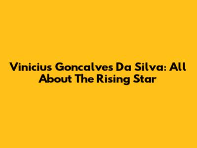 Vinicius Goncalves Da Silva: All About The Rising Star