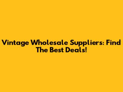 Vintage Wholesale Suppliers: Find The Best Deals!