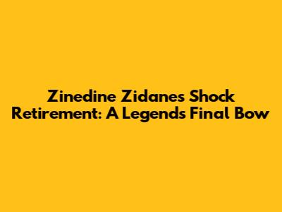 Zinedine Zidane's Shock Retirement: A Legend's Final Bow